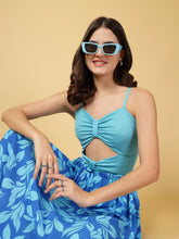 CUKOO BLUE Knot Cut-Out Swimwear with Matching Skirt
